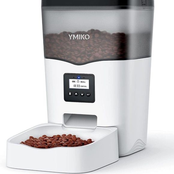 Ymiko Automatic Cat Feeder, Cat Food Dispenser with Voice Recorder Timer,